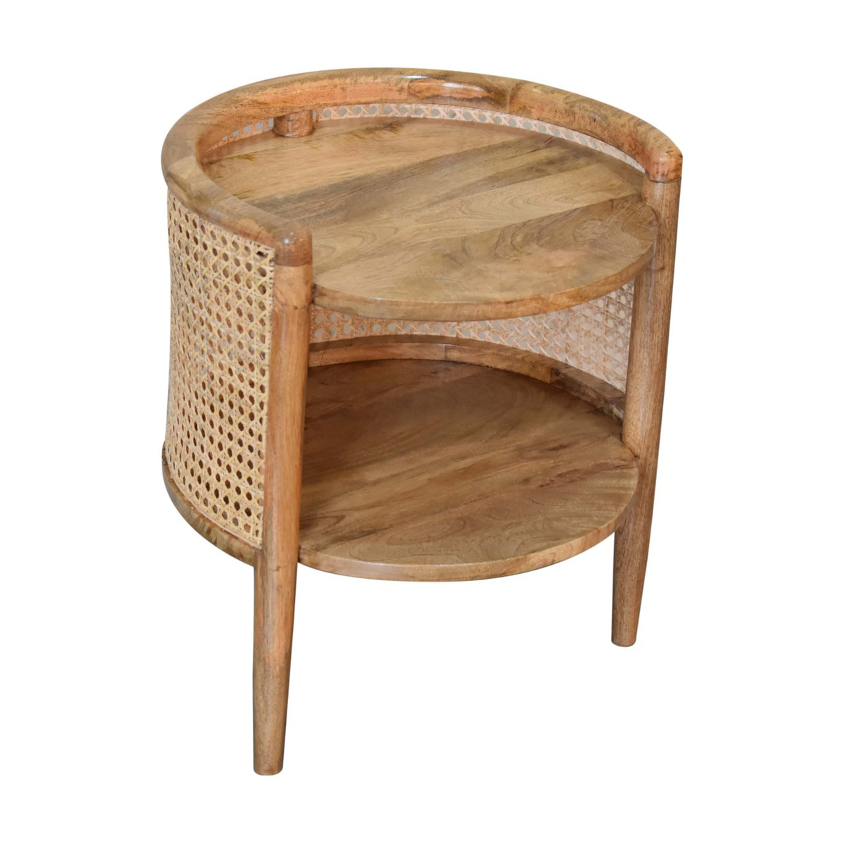 Larissa Round Bedside Table | Oak Solid Mango Wood
