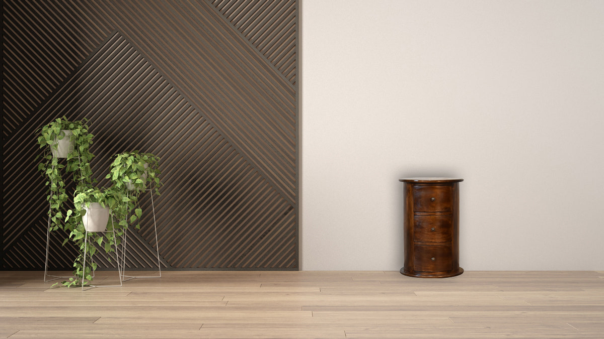 3-Drawer Chestnut Drum Storage Bench