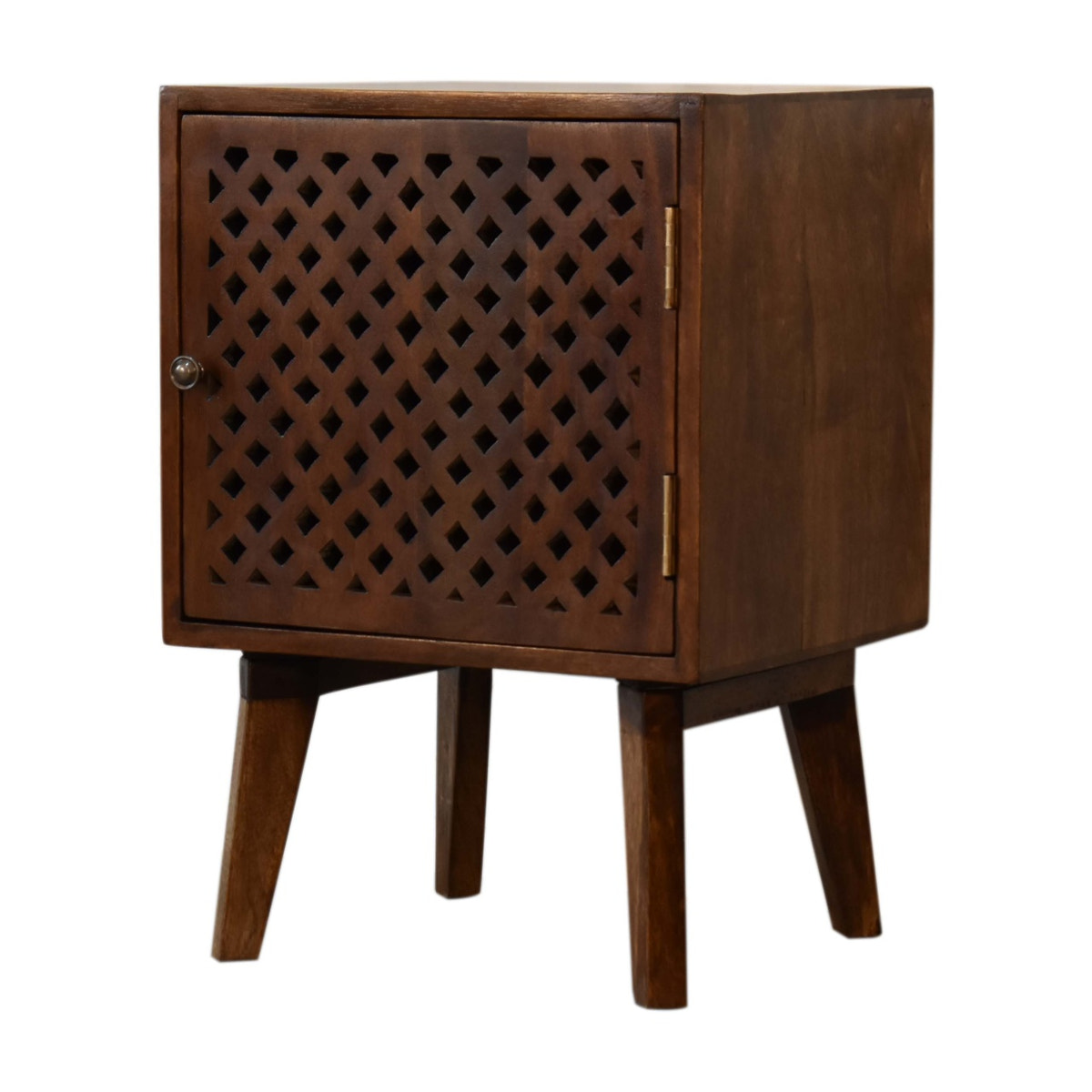 Arlo Bedside Table | Chestnut Solid Mango Wood Hand-Carved