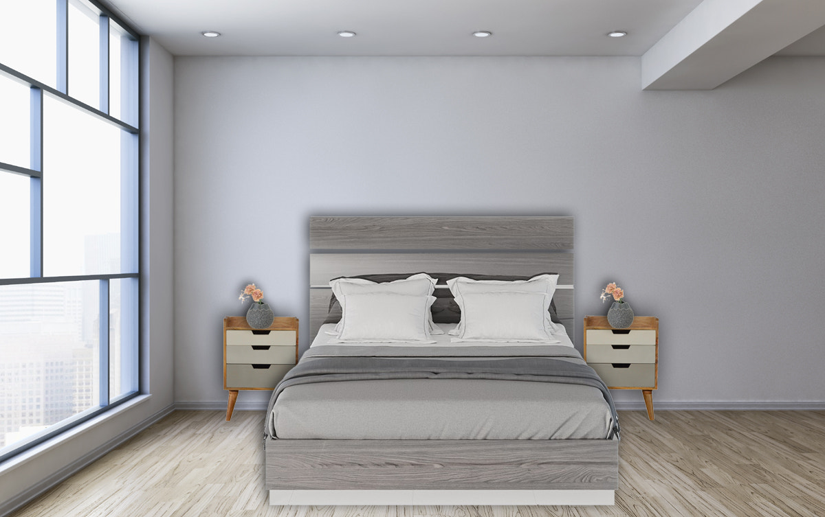 Grey and White Gradient Bedside Table | Oak-Ish Mango Wood