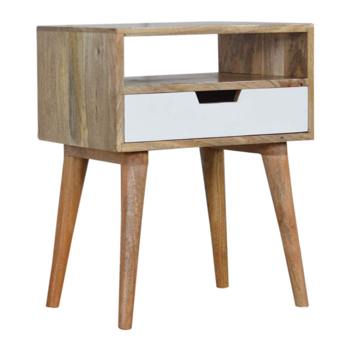 White Painted Drawer Bedside Table | Oak Mango Wood