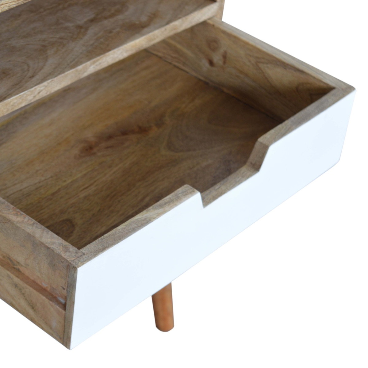 White Painted Drawer Bedside Table | Oak Mango Wood
