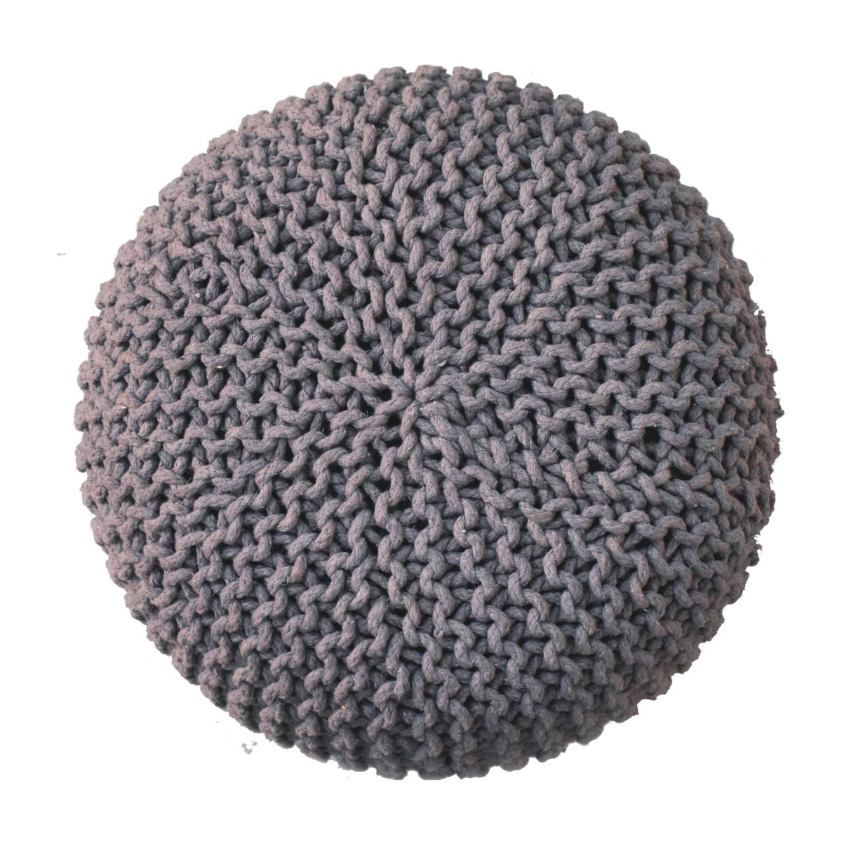Keeva Grey Round Footstool | Oak Solid Mango Wood