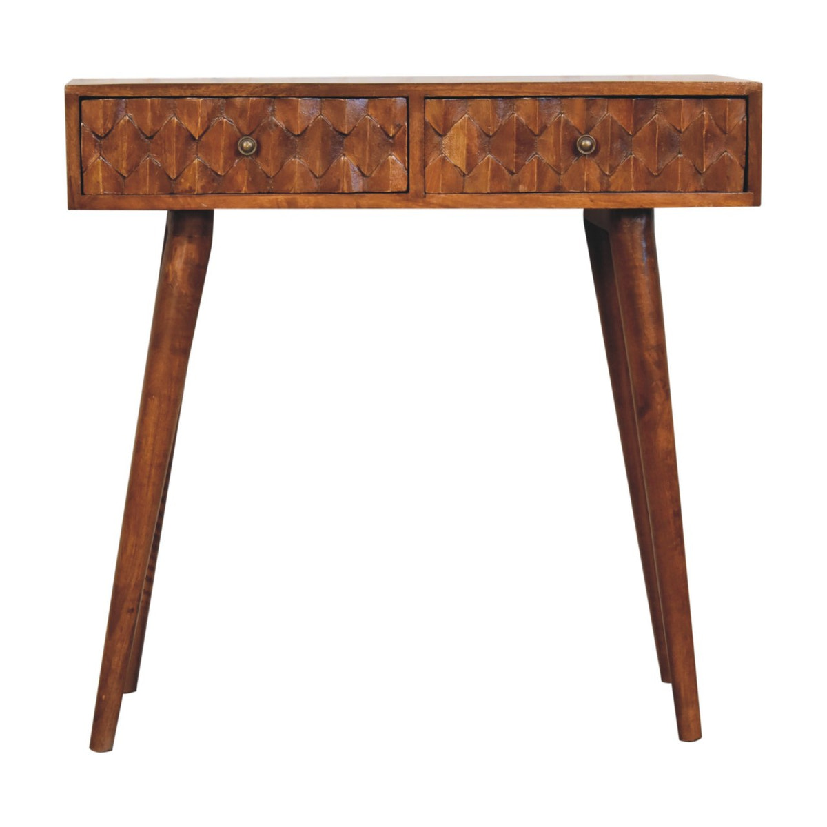 Chestnut Pineapple Console Chest of Drawers | Hand-Carved
