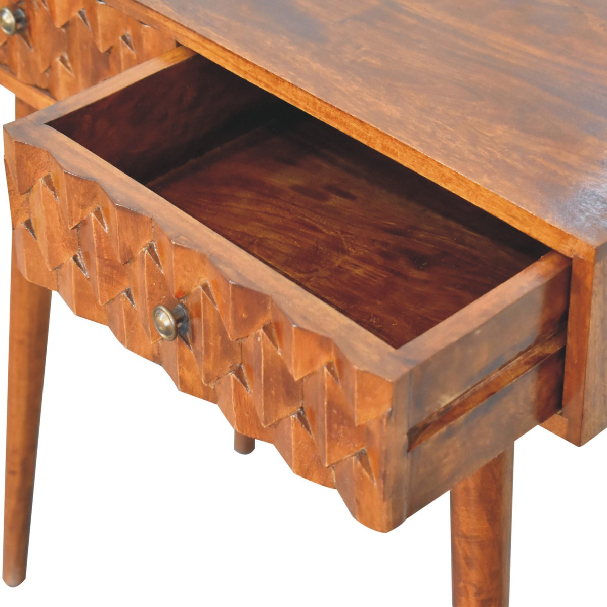Chestnut Pineapple Console Chest of Drawers | Hand-Carved