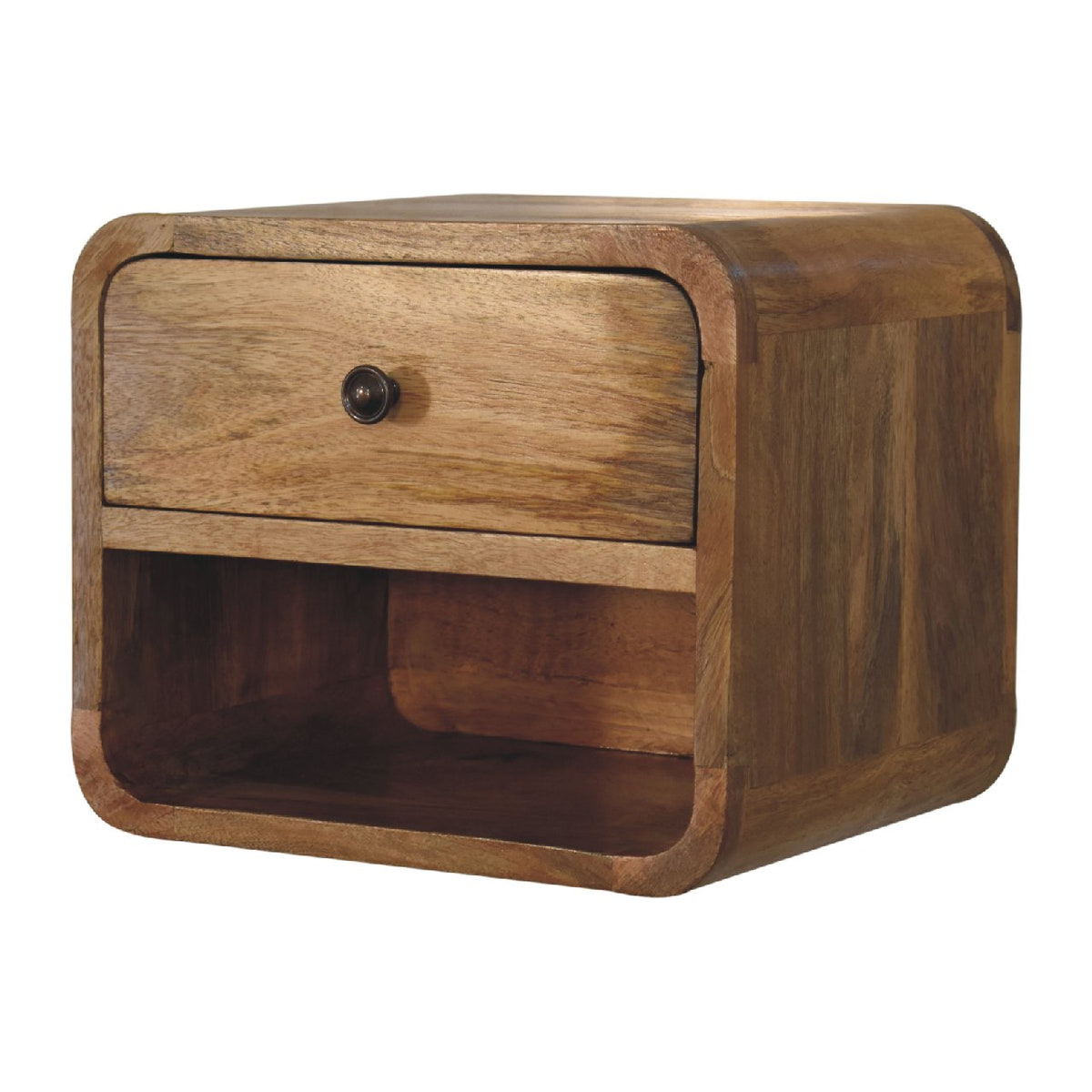 Mini Oak-ish Floating Open Bedside Table | Wall-Mounted