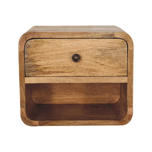 Mini Oak-ish Floating Open Bedside Table | Wall-Mounted