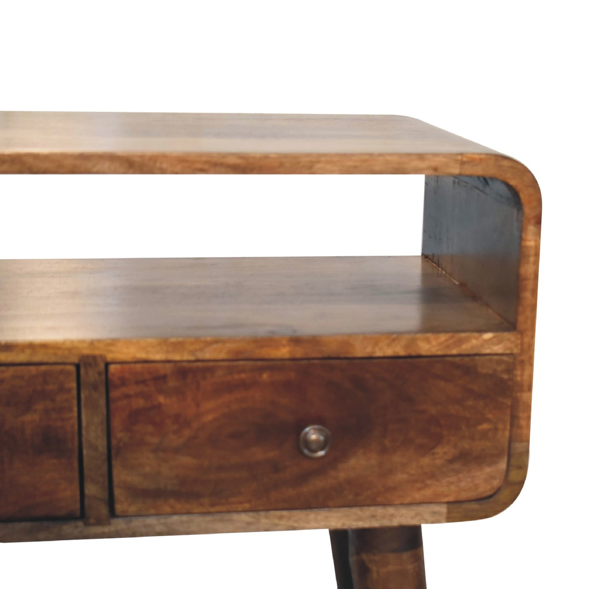 Mini Grey-wash Curved Console Table