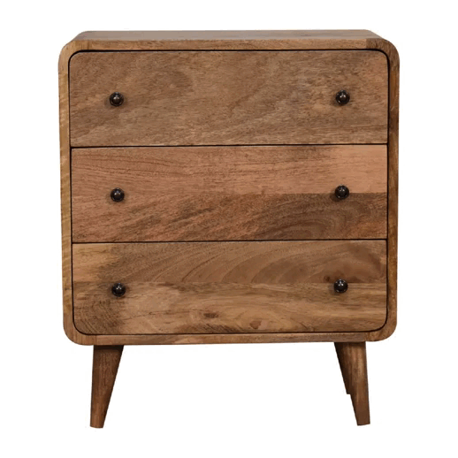 Mini Curved Oak-ish Chest of Drawers