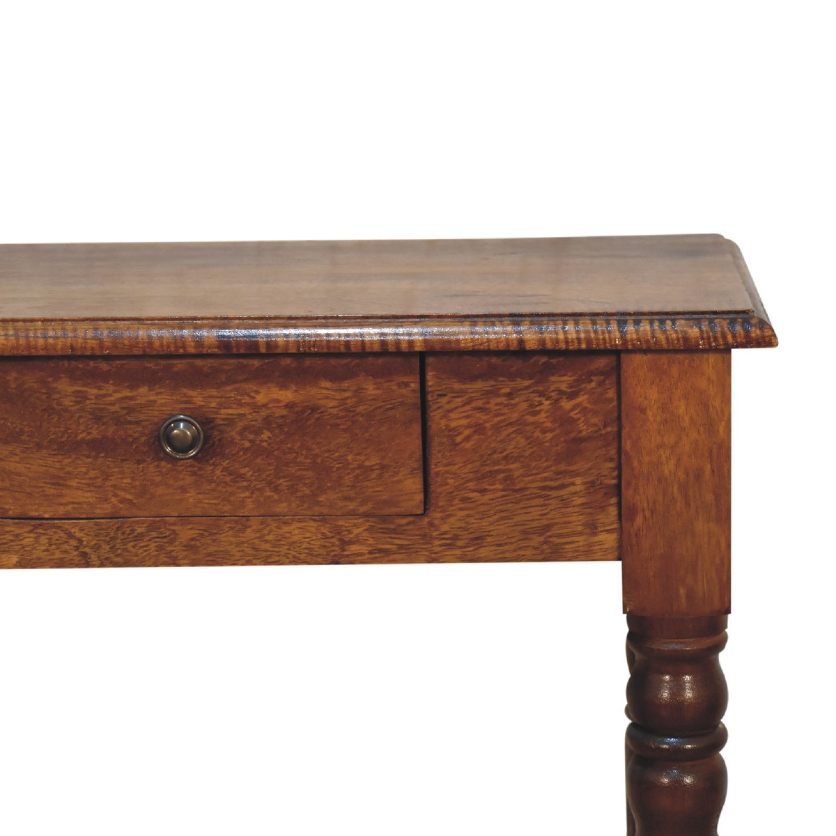 Chestnut Turned Leg Writing Desk | Hand-Carved