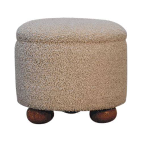 Cream Boucle Storage Footstool | Hidden Storage