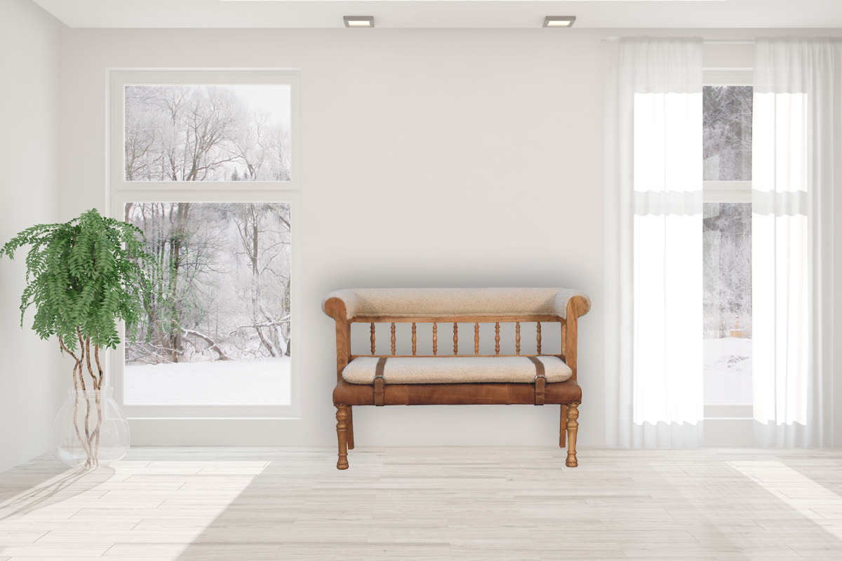 Strapped Hallway Bench | Oak Mango Wood