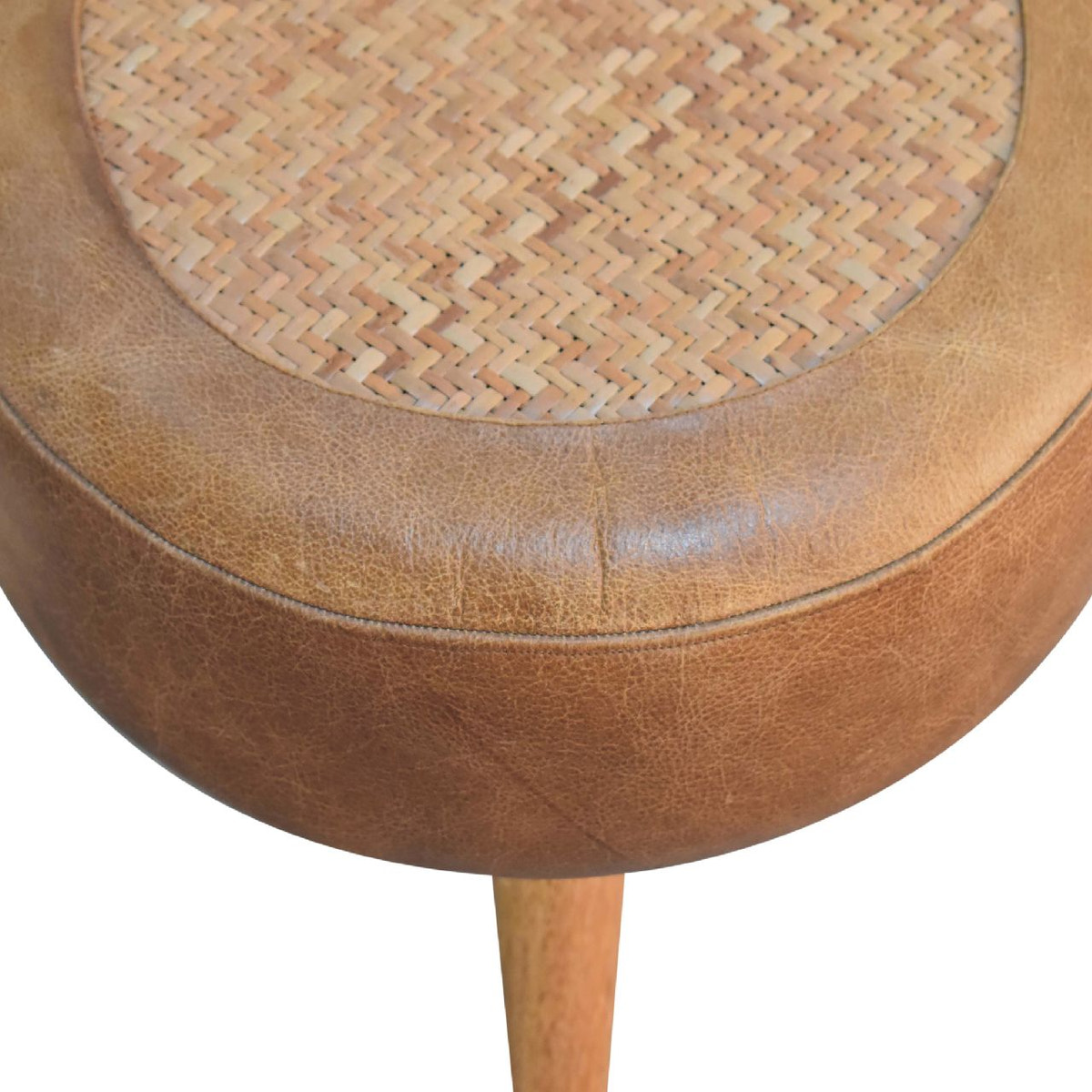Seagrass Buffalo Footstool | Buffalo Leather