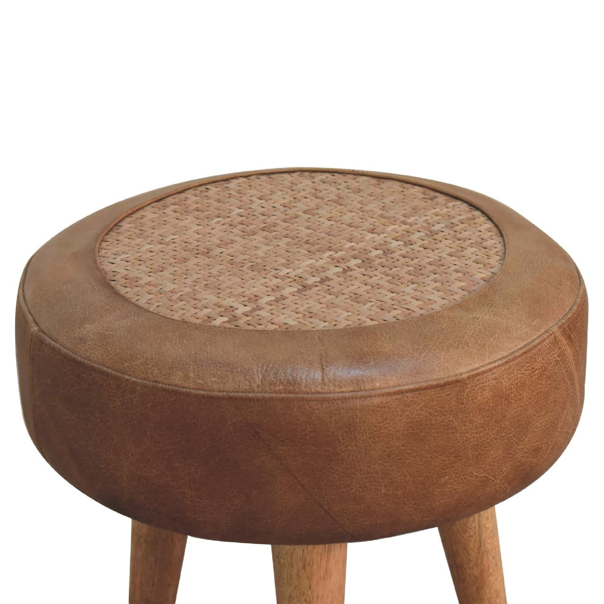 Seagrass Buffalo Footstool | Buffalo Leather