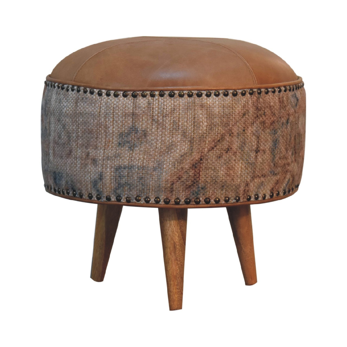 Haven Durrie Round Footstool | Buffalo Leather
