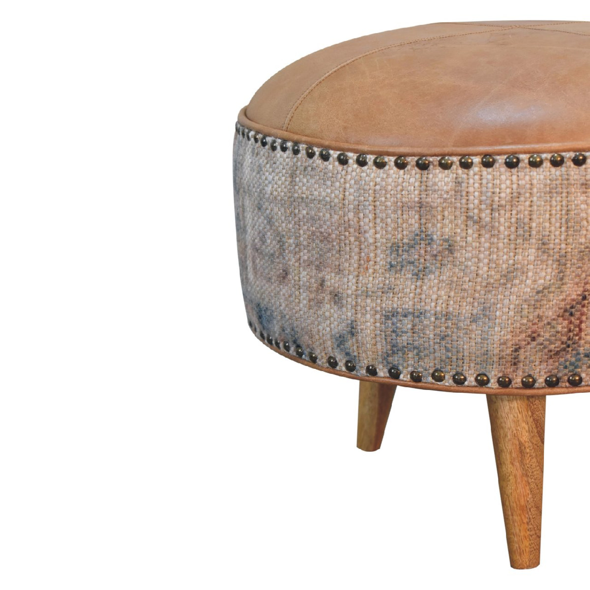 Haven Durrie Round Footstool | Buffalo Leather
