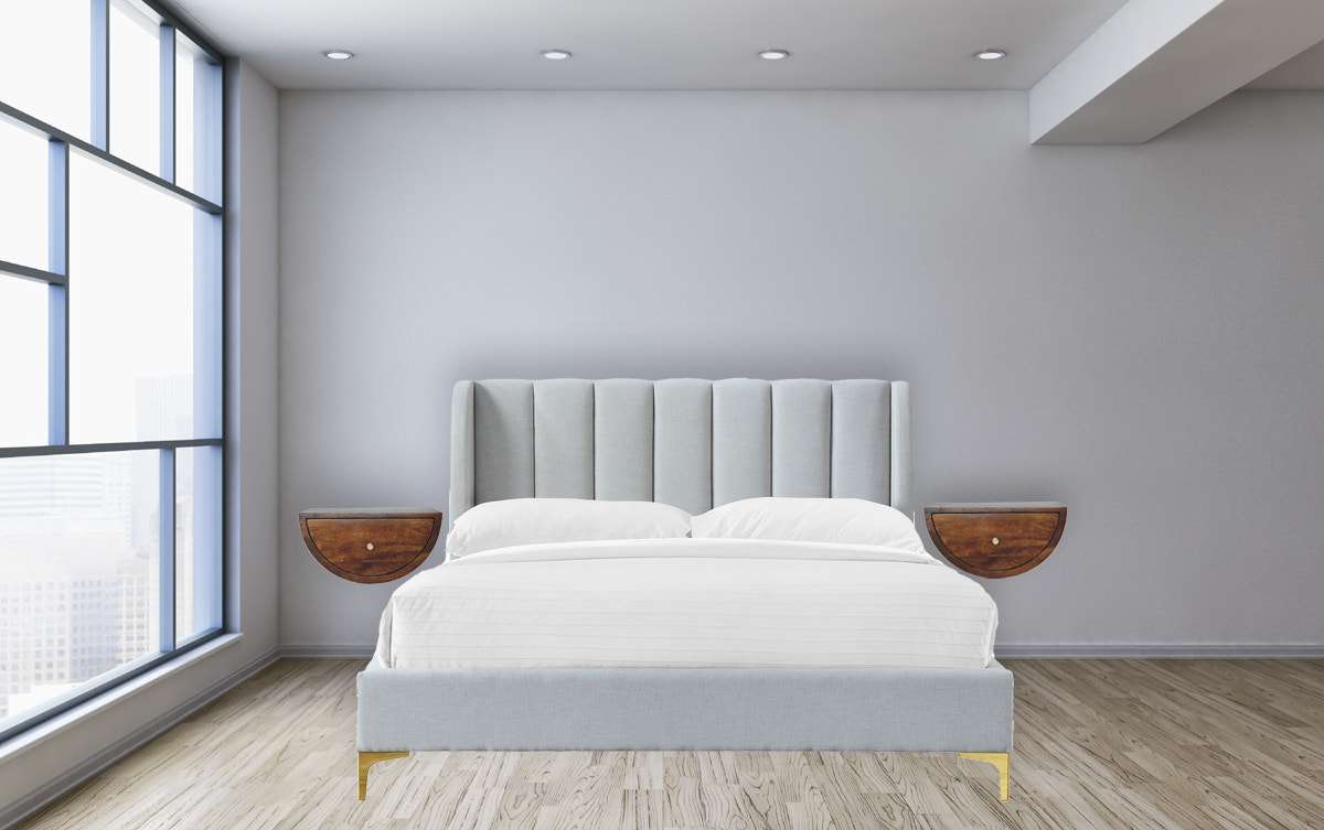 Chestnut Crescent Floating Bedside Table | Wall-Mounted
