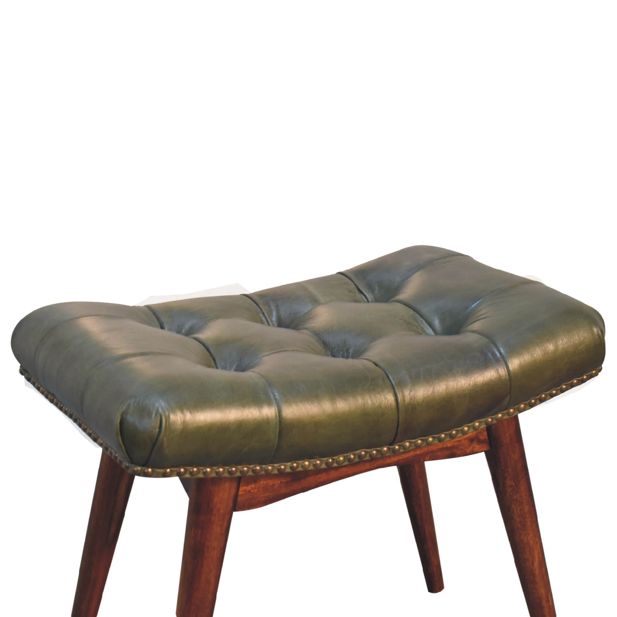 Harbour Green Footstool | Buffalo Leather