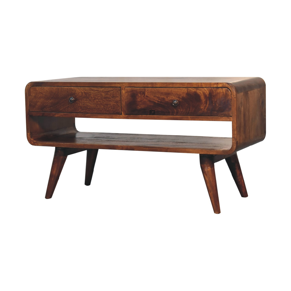 Reverse Curved Chestnut Chest of Drawers
