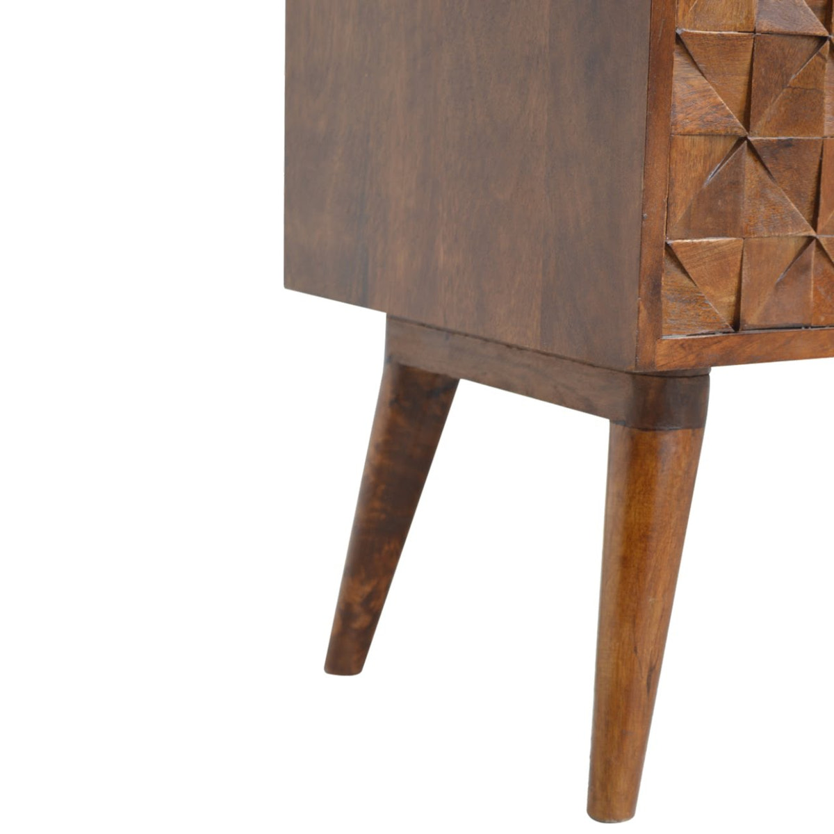 Chestnut Diamond Storage Bench | Hand-Carved