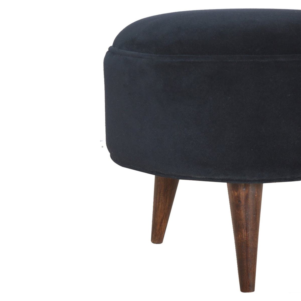 Black Velvet Nordic Style Footstool | Cotton Velvet