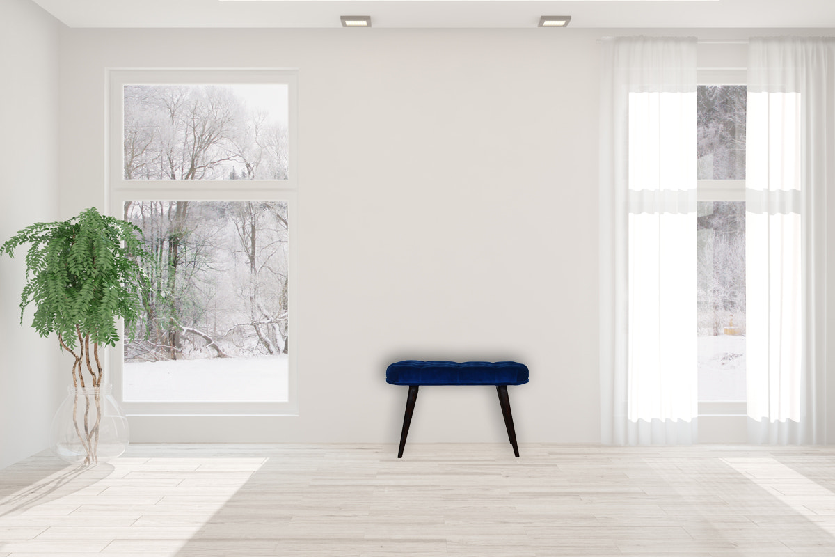 Royal Blue Velvet Button Bench | Cotton Velvet