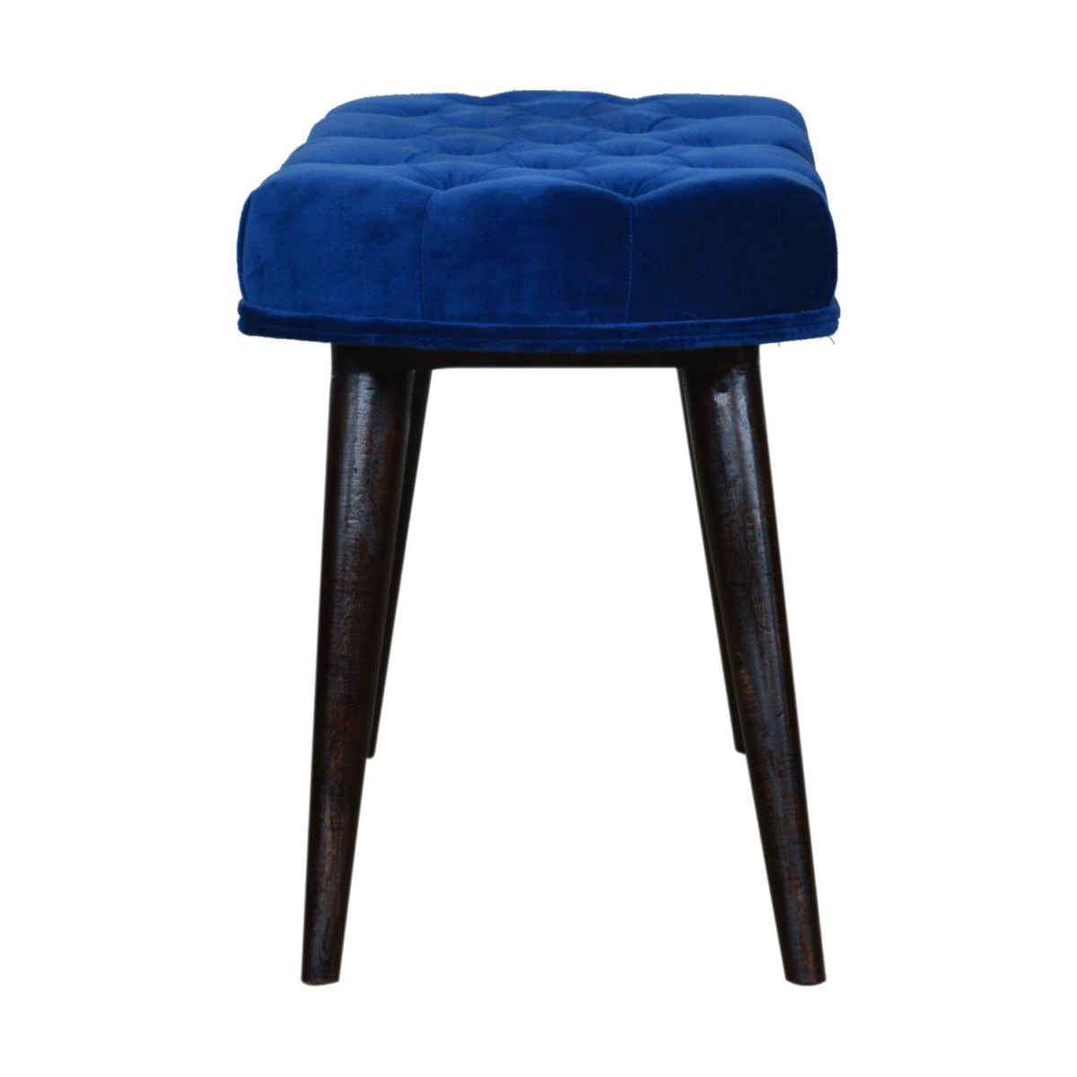 Royal Blue Velvet Button Bench | Cotton Velvet