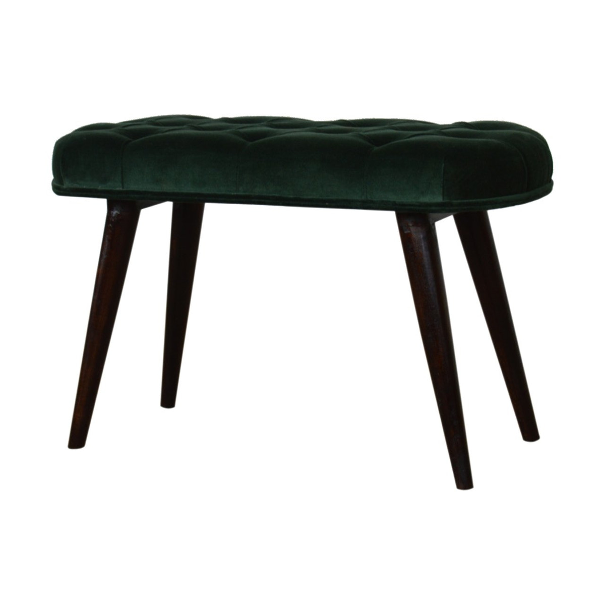 Emerald Velvet Deep Button Bench | Cotton Velvet