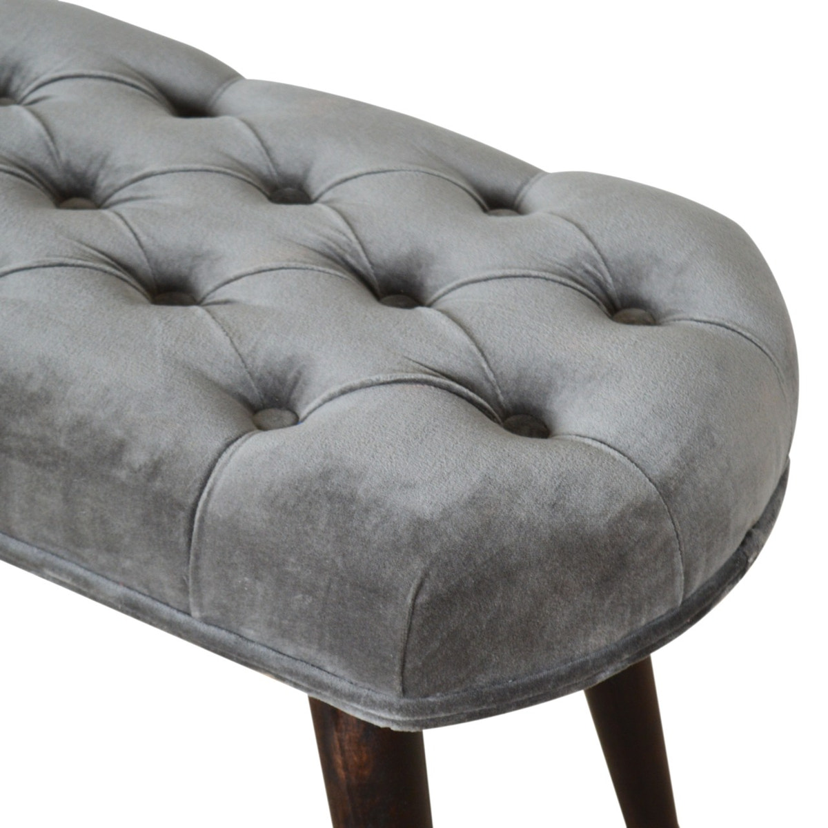 Grey Velvet Gold Base Footstool | Cotton Velvet