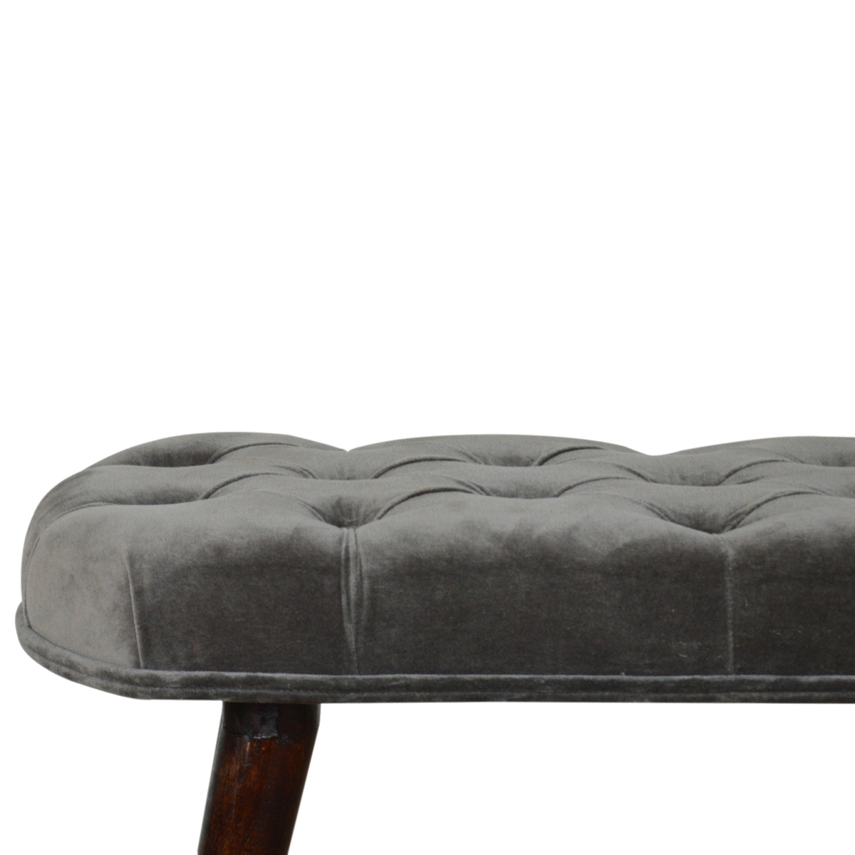 Grey Velvet Gold Base Footstool | Cotton Velvet