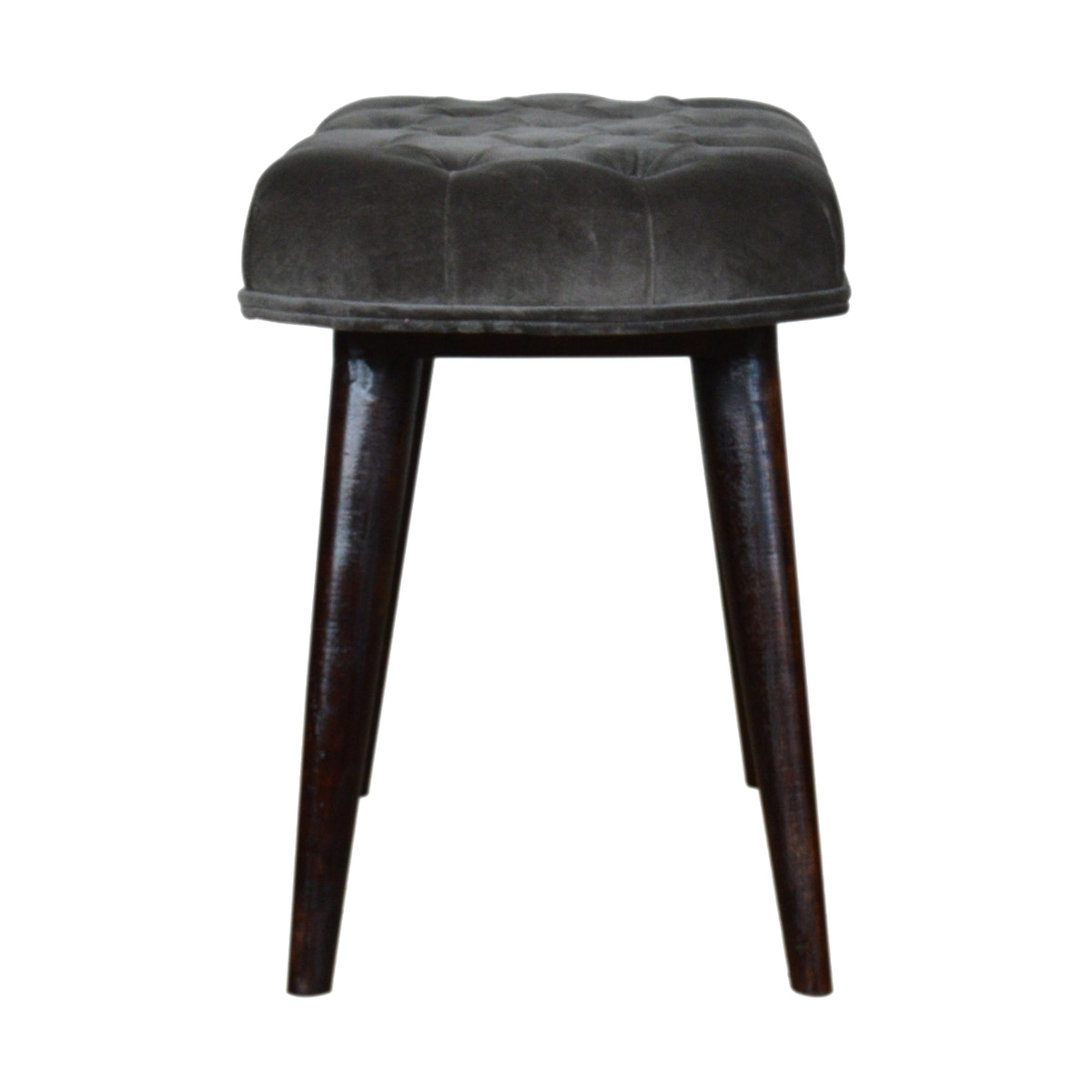 Grey Velvet Gold Base Footstool | Cotton Velvet