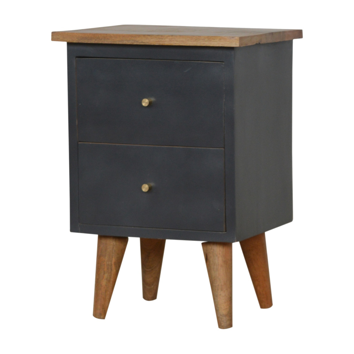 Charcoal Black Hand Painted Bedside Table | Oak-Ish Mango Wood