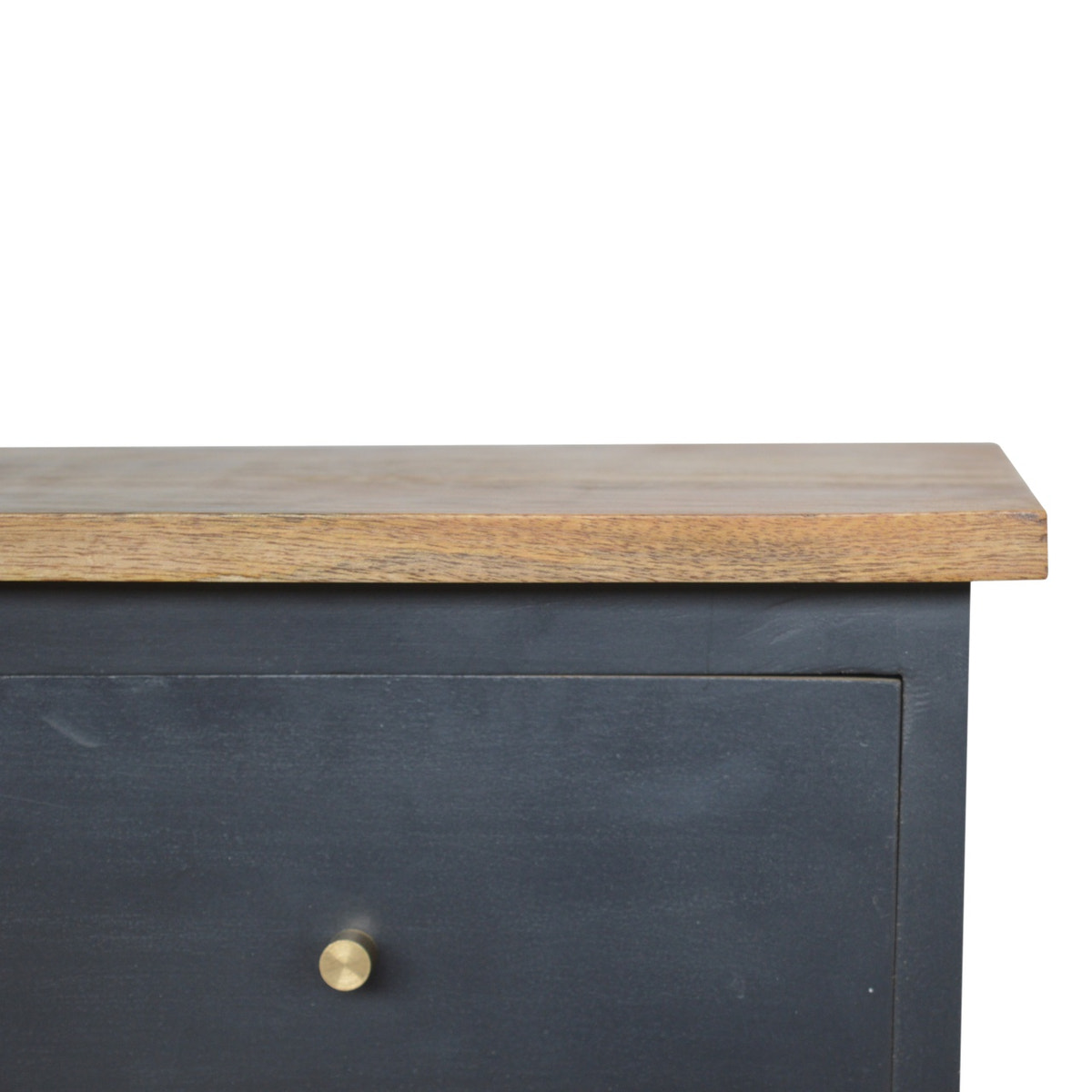 Charcoal Black Hand Painted Bedside Table | Oak-Ish Mango Wood