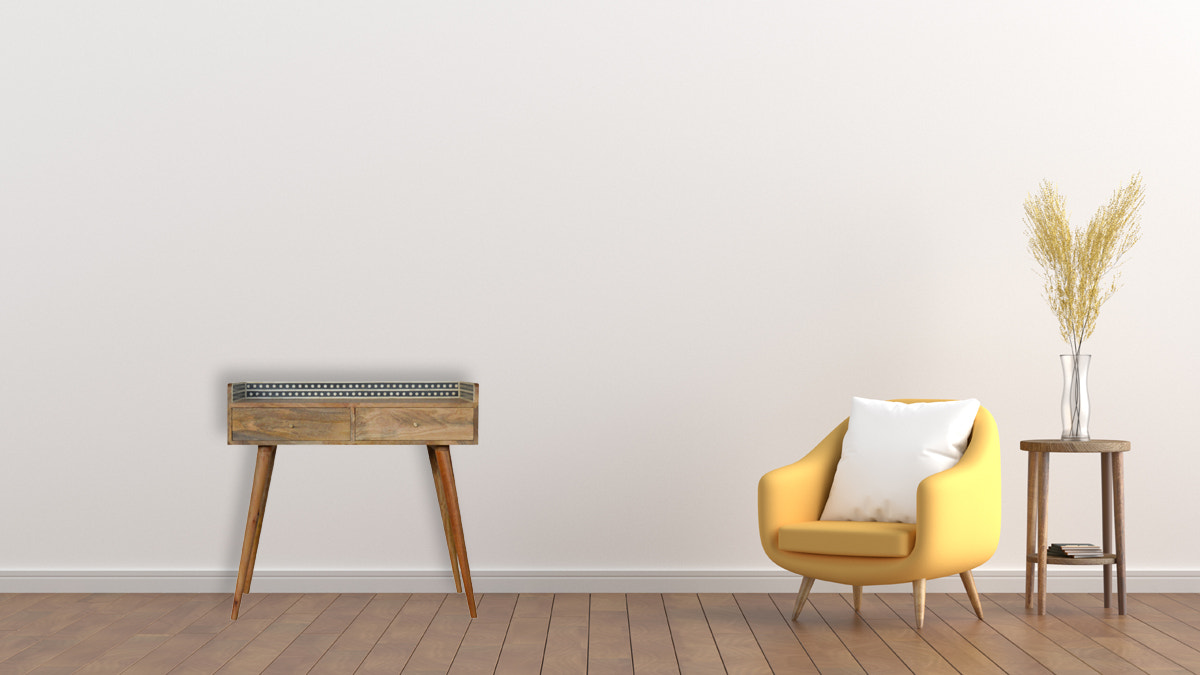 Bone Inlay Gallery Console Table | Oak Solid Mango Wood