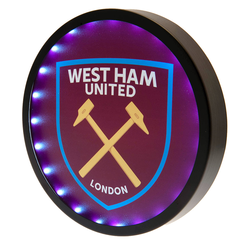 West Ham United FC Metal LED Logo Sign - Officially licensed merchandise.