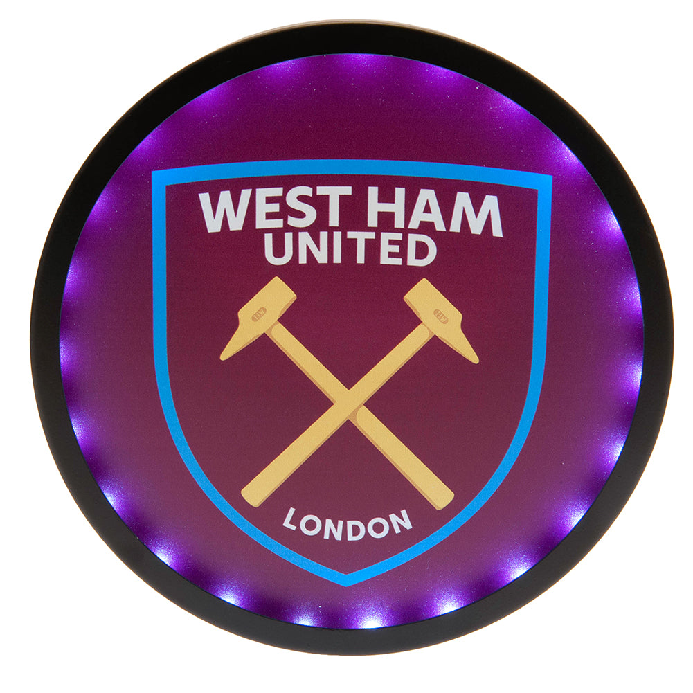 West Ham United FC Metal LED Logo Sign - Officially licensed merchandise.