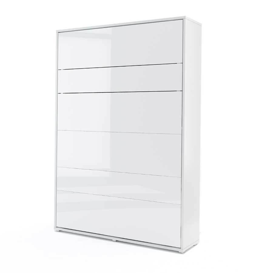 Double (140cm) Vertical Wall Bed (Gas Lift) White Gloss