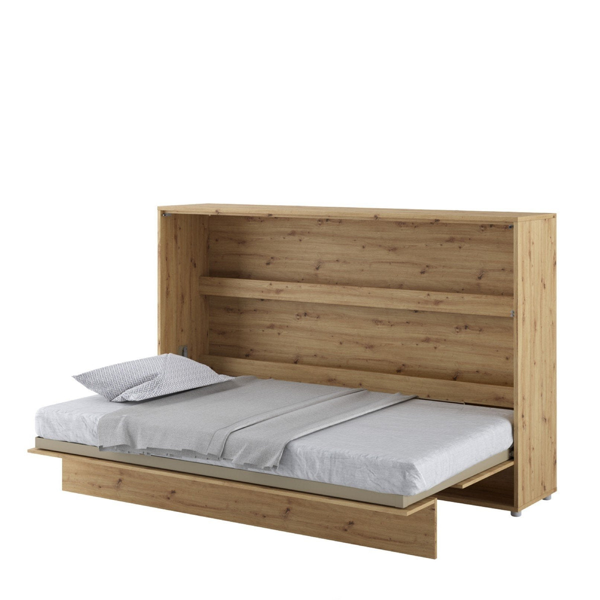 Small Double (120cm) Horizontal Wall Bed (Gas Lift) Oak Artisan