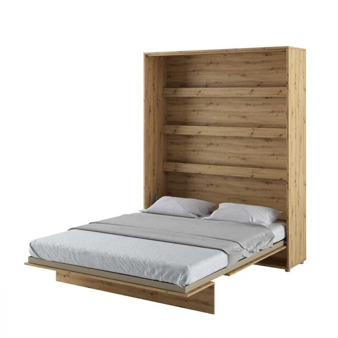 Vertical Folding Wall Bed – EU King 160cm | Hidden Pull Down Bed with Self-Hold Spring & Locking System Oak Artisan 160 x 200cm