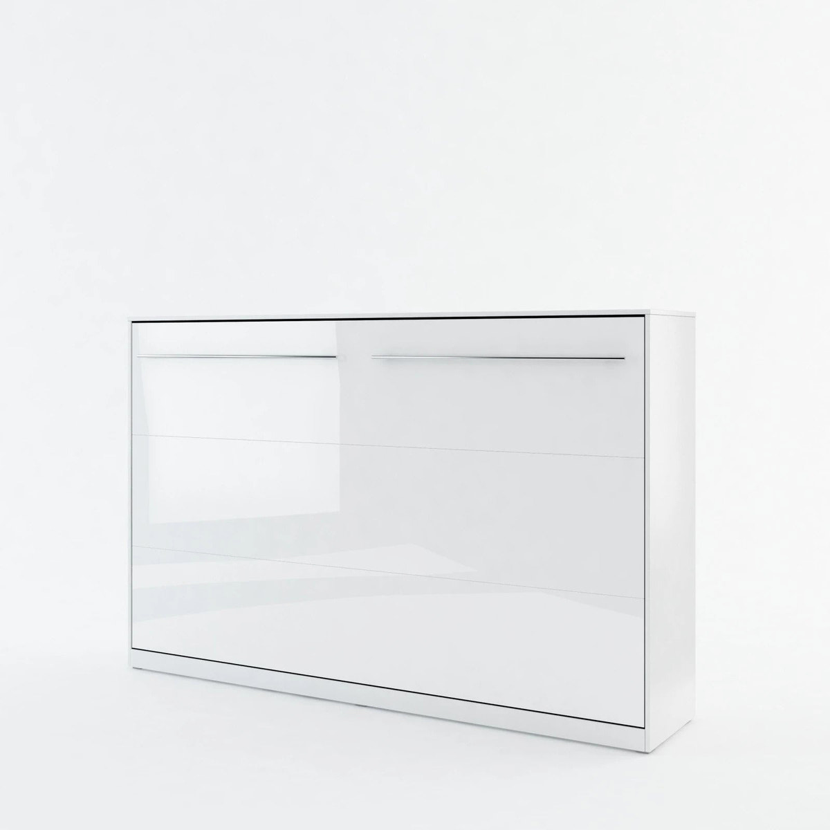 Small Double (120cm) Horizontal Wall Bed (Spring Lift) White Gloss