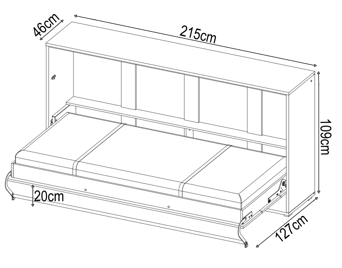 Single (90cm) Horizontal Wall Bed (Spring Lift)