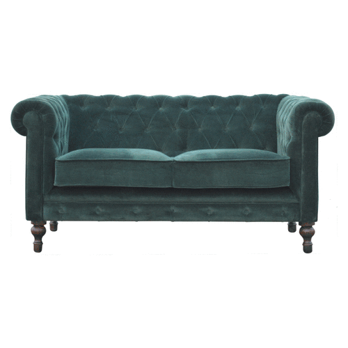 Emerald Green Velvet Chesterfield Chest of Drawers | Cotton Velvet