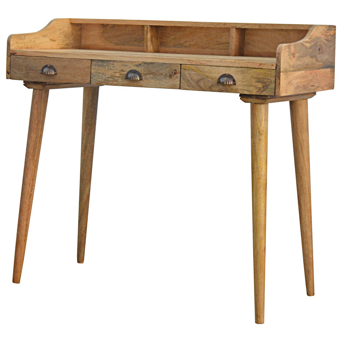 Gallery Back Shell Writing Desk | Oak Solid Mango Wood