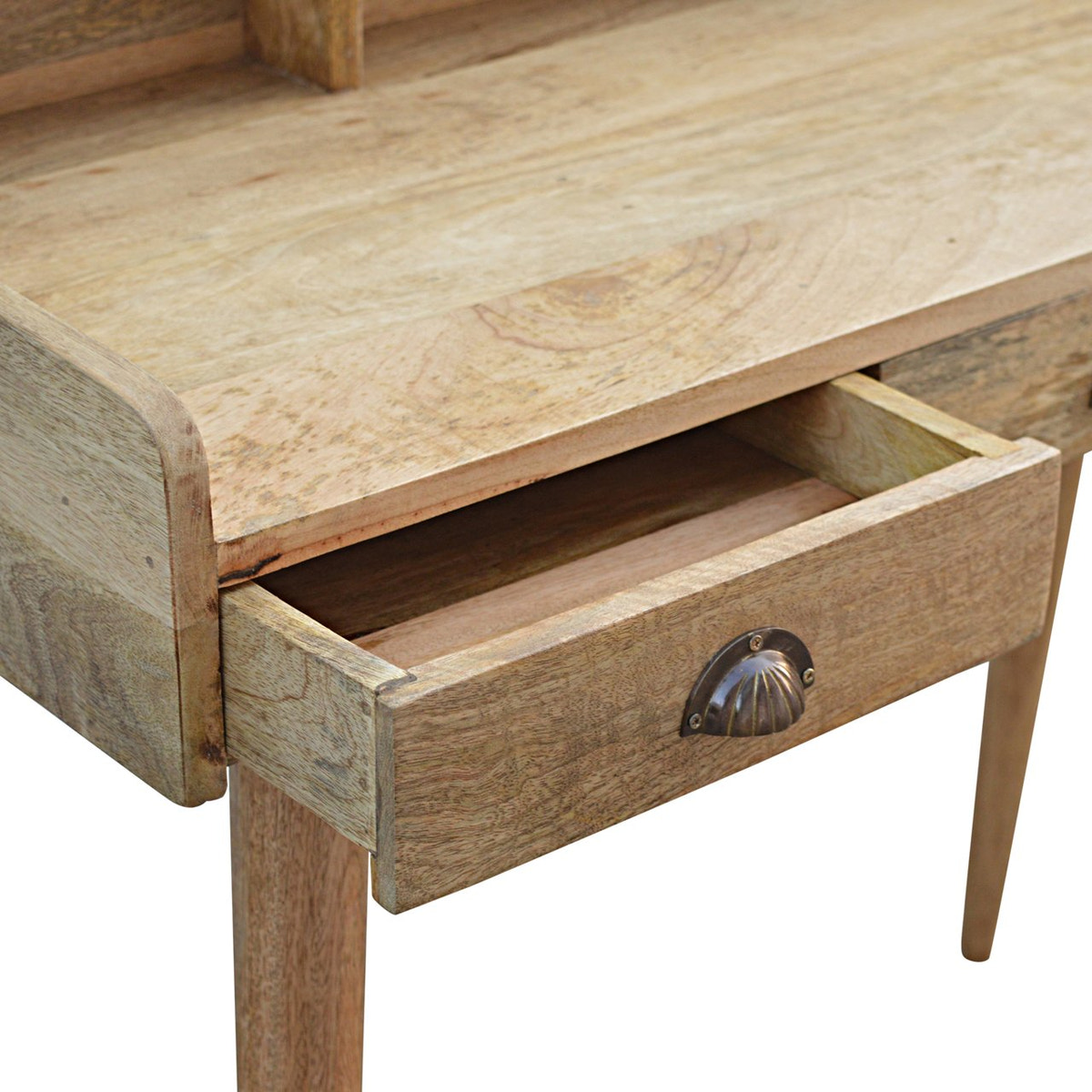 Gallery Back Shell Writing Desk | Oak Solid Mango Wood