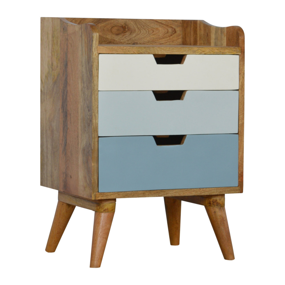 Blue and White Gradient Bedside Table | Oak-Ish Mango Wood
