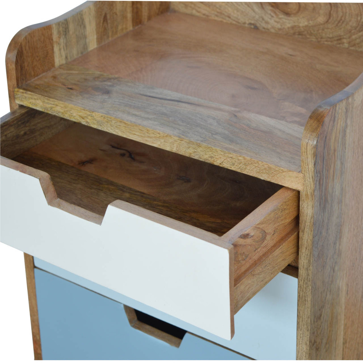 Blue and White Gradient Bedside Table | Oak-Ish Mango Wood