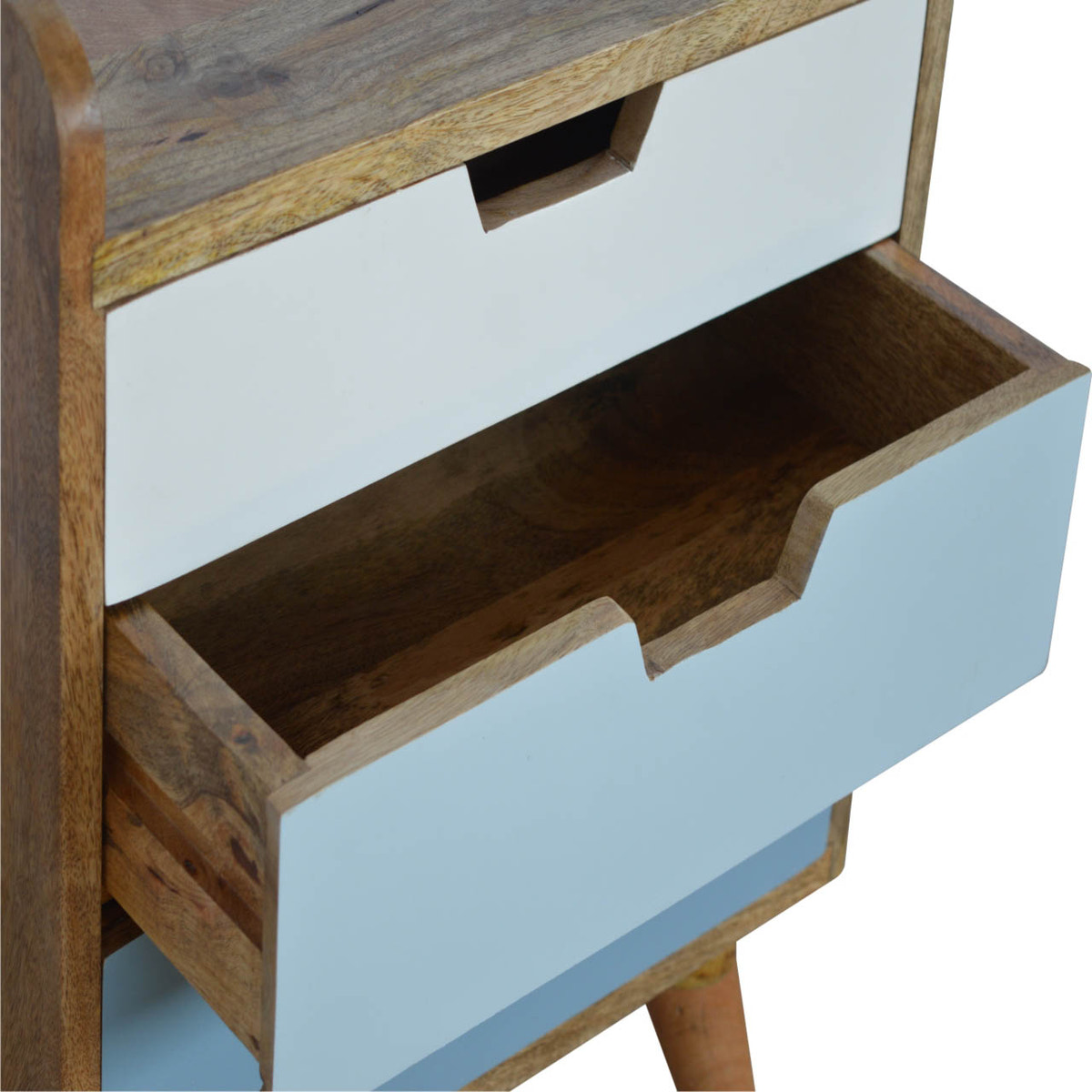 Blue and White Gradient Bedside Table | Oak-Ish Mango Wood