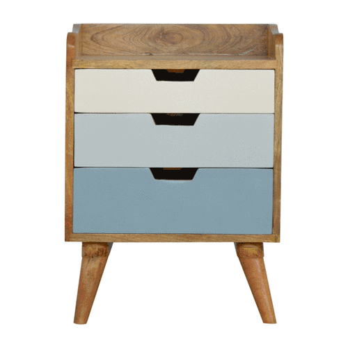 Blue and White Gradient Bedside Table | Oak-Ish Mango Wood