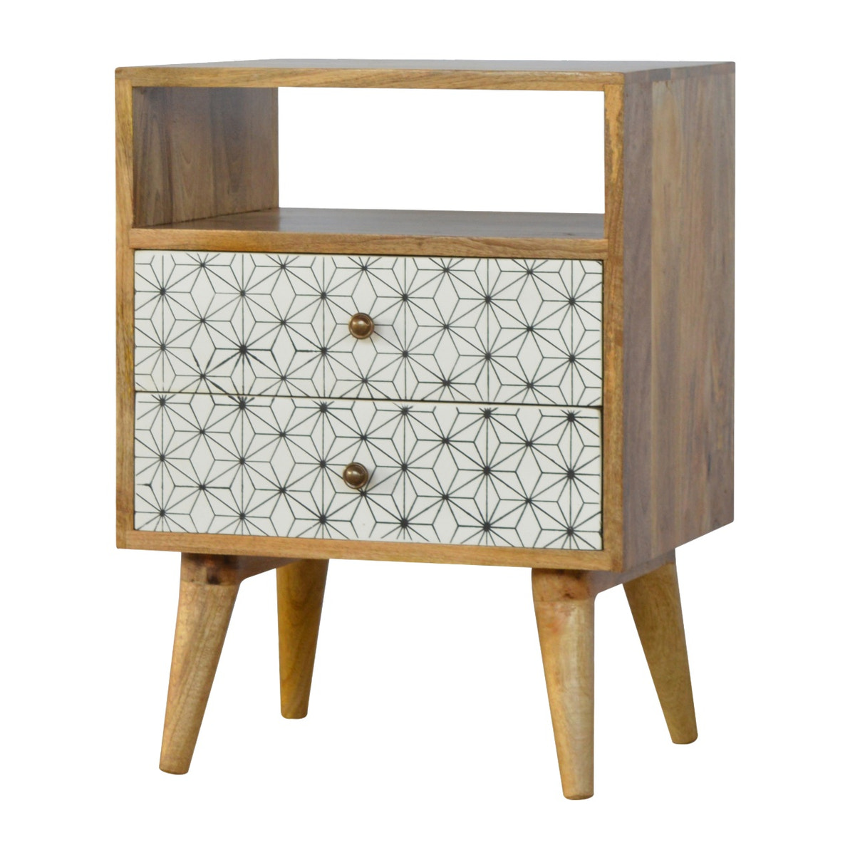 Prima Bedside with Open Slot Bedside Table | Oak Solid Mango Wood