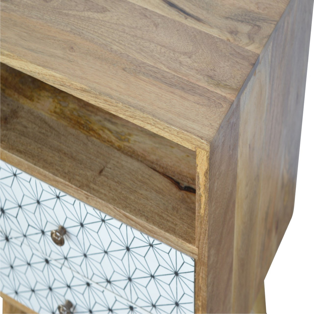 Prima Bedside with Open Slot Bedside Table | Oak Solid Mango Wood